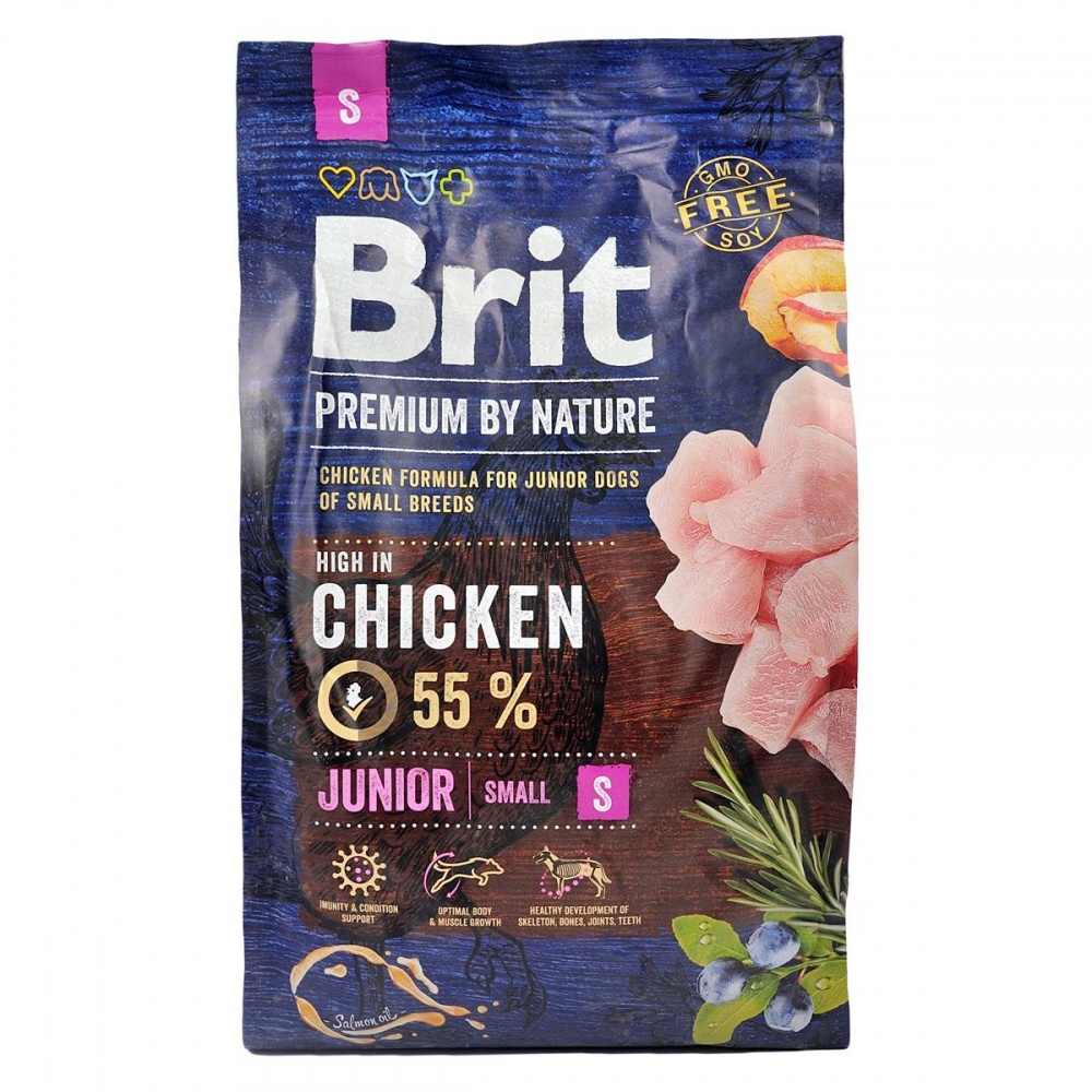 Корм сухой Brit Premium Junior S для щенков мелких пород с курицей 3 кг