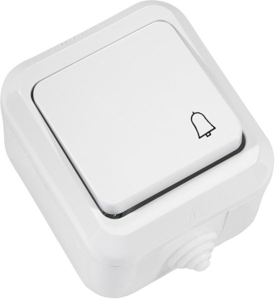 Кнопка дзвінка Makel IP44 без підсвітки 10 А 250В білий 18310