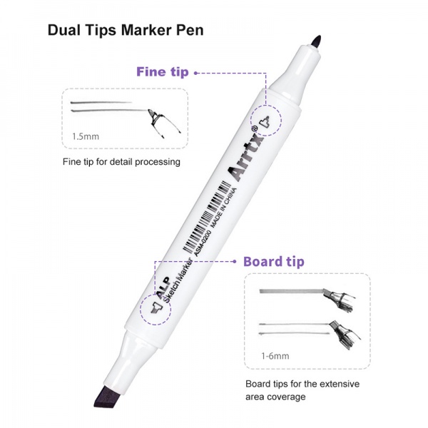 Набор маркеров Arrtx спиртовых Alp ASM-02PL 24 цвета фиолетовые оттенки LC302239 