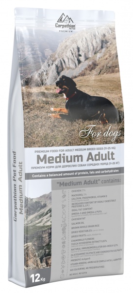 Корм сухий для дорослих собак середніх порід (11-25 кг) Carpathian Pet Food Medium Adult 12 кг