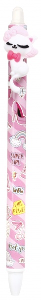 Ручка гелева напиши-зітри миле кошеня фіолетова 