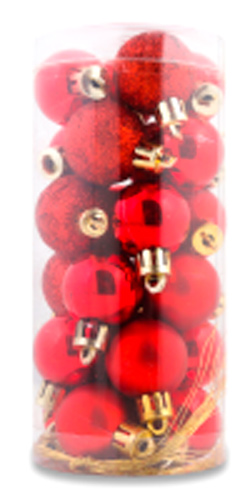 Набір ялинкових куль SYQC-012221 в асортименті d 30 мм 24 шт./уп.