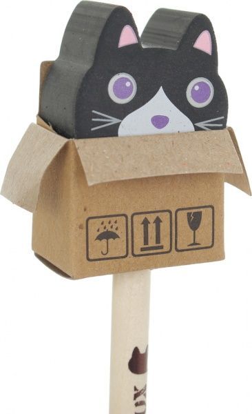 Олівець чорнографітний з гумкою Кіт в коробці в асортименті