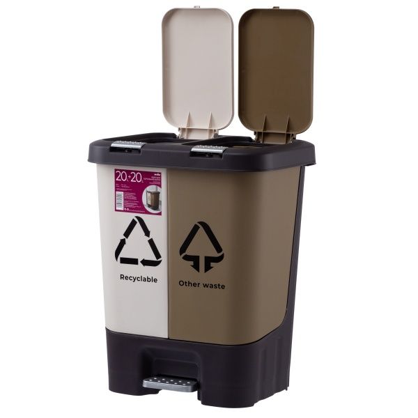 Відро MVM BIN-05 бежевий/коричневий (20л + 20л) 40 л бежевий із коричневим BIN-05(20+20L) Beige/Brown