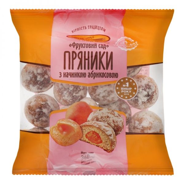 Пряник Фруктовый сад Абрикос 0,36кг Киевхлеб 4820227211678