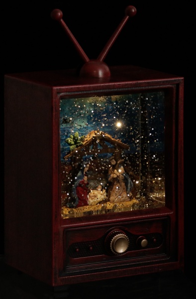 Ліхтар декоративний Телевізор Санти сніговики 12,3x8,7x22,5 см