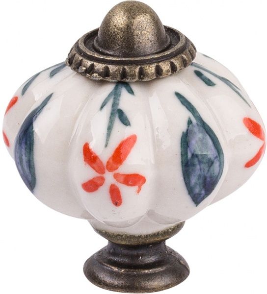 Меблева ручка 31454 антична бронза/із квіточками Ferro Fiori CR 9140.34