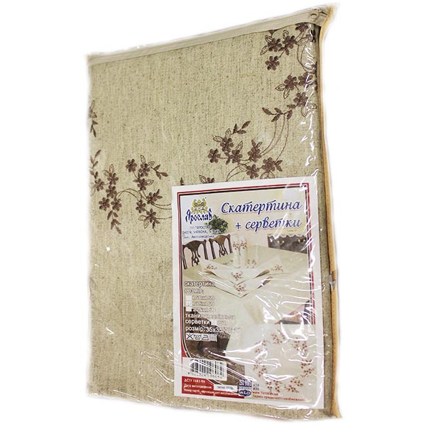 Комплект столовий скатертина та 6 серветок льон Ярослав 