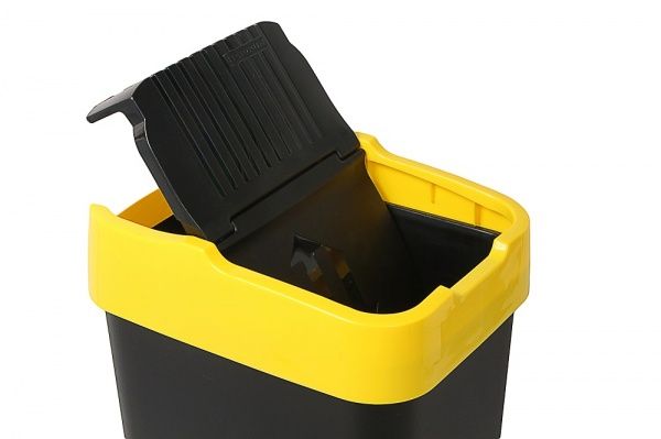 Бак для сміття з кришкою Heidrun Push & Up 60 л чорний із жовтим 1345