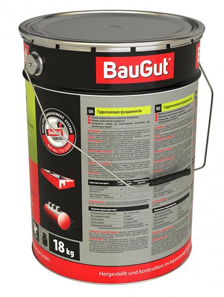 Мастика бітумно-каучукова BauGut гідроізоляція фундаментів 18 кг
