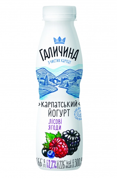 Йогурт Галичина Лісова ягода 2,2% 300 г 