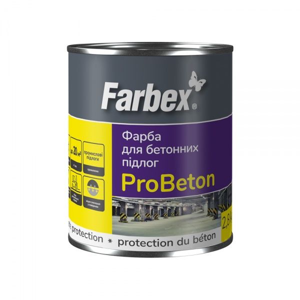 Краска Farbex ProBeton для бетонных полов серая мат 2,8кг