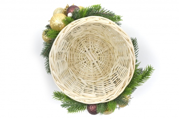 Декорація новорічна кашпо із лози для цукерок Різдвяна історія 22 