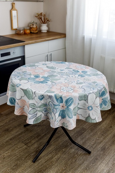 Скатертина Lune d200 200x200 см білий із блакитним Прованс 
