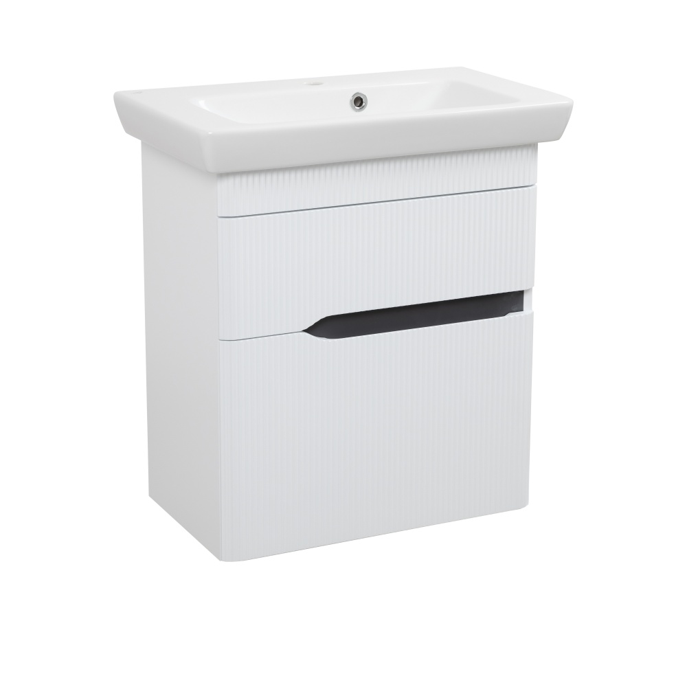 Тумба Aqua Rodos MONACO (белый мат) с умывальником Порто 65 см