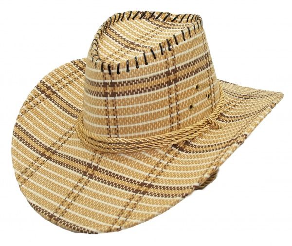 Шляпа ковбой ВП 0120 клетка универсальный бежевый