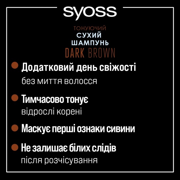 Сухой шампунь Syoss Dark Brown 200 мл 
