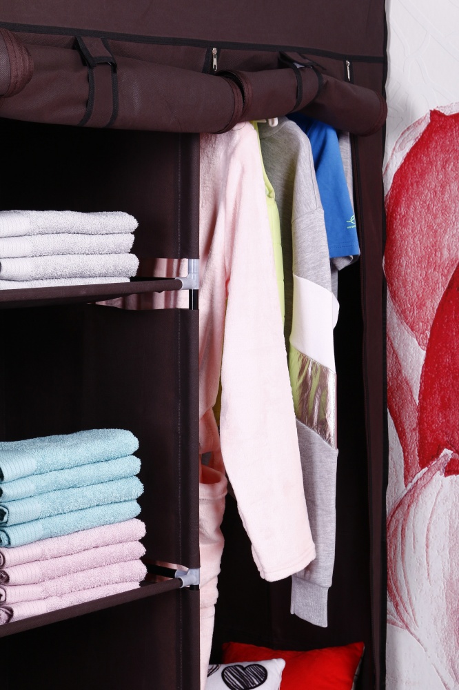 Тканевый шкаф LUNA HOME BROWNY с карманами 1720х1280х450 мм коричневый