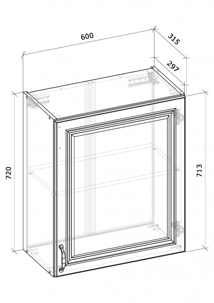 Шкаф верхний МС Мэри В 60х72х31,5 см дуб платиновый/белый Грейд