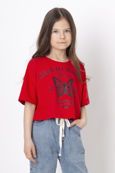 Футболка для дівчаток Mevis р.122 червоний 4662 