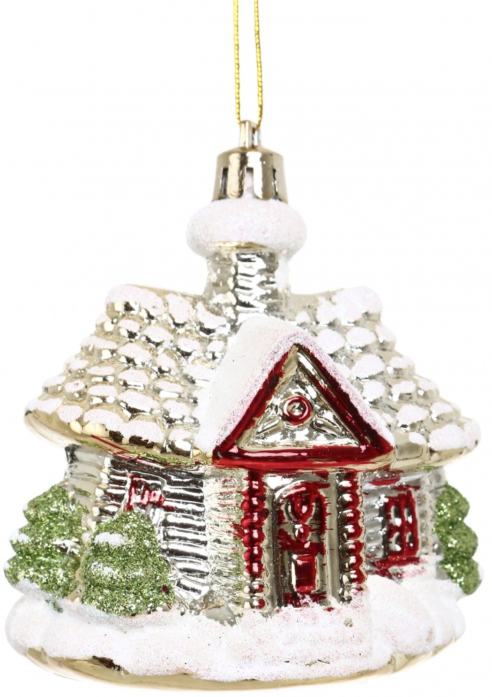 Набір ялинкових іграшок хатинка 3 кольори 8 см 2 шт./уп.