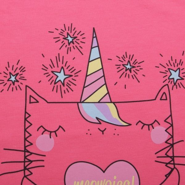 Футболка для девочек Roksana №01/16900 Котик р.122-128 фуксия 