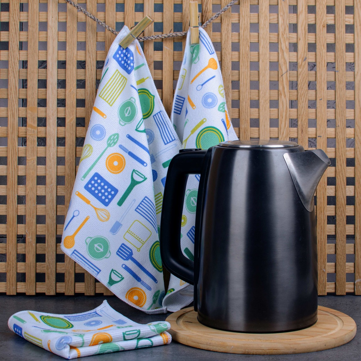 Серветка Kitchenware 30x30 см білий із блакитним — фото 1