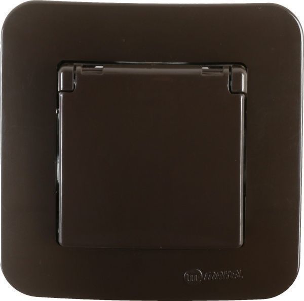 Розетка із заземленням Makel Lillium Natural з кришкою коричневий