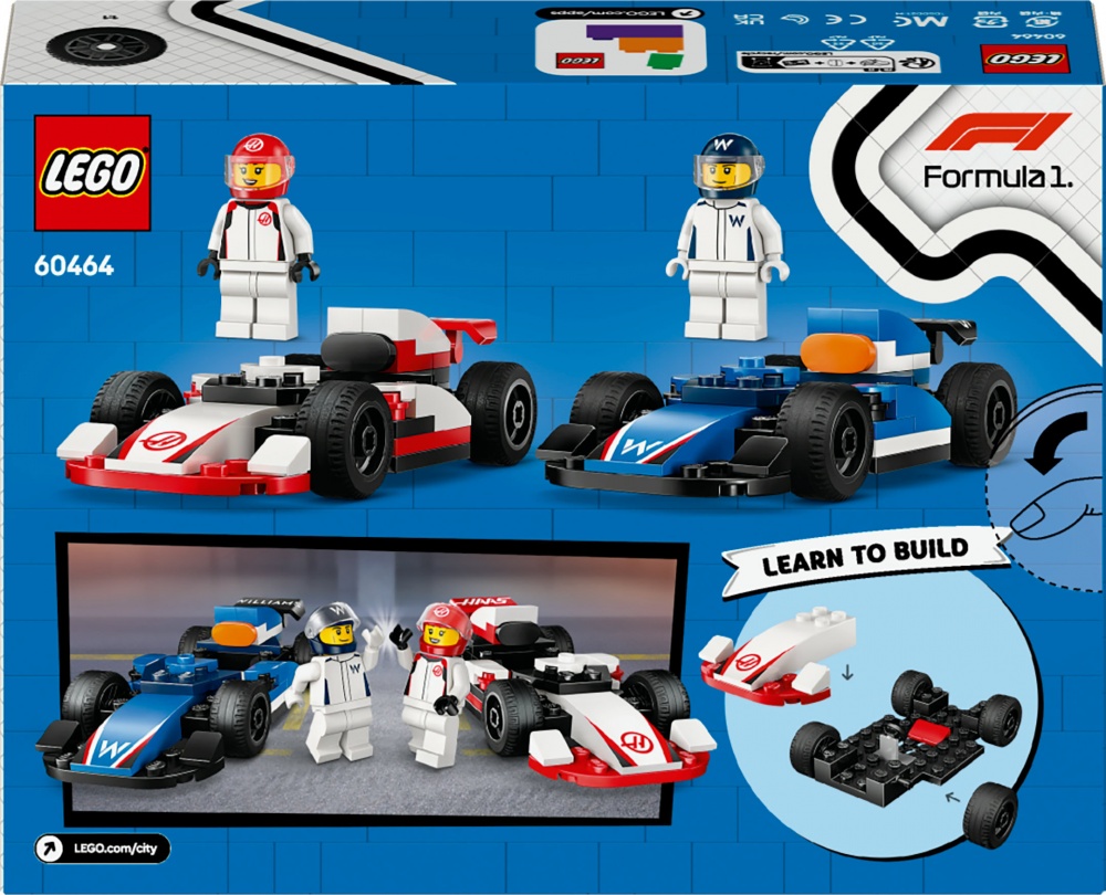 Конструктор LEGO City Автомобили для гонки F1® команд Williams Racing и Haas F1® 60464