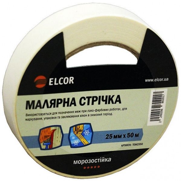 Лента малярная Элкор 50 м х 25 мм TEM2550