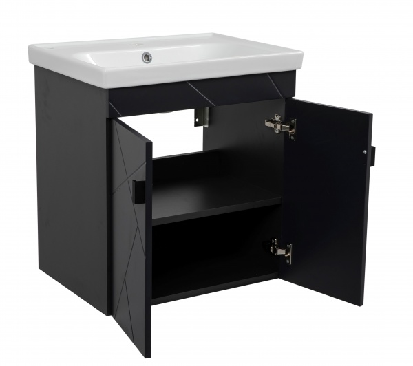 Тумба подвесная Aqua Rodos Мини 60 антрацит с умывальником Frame