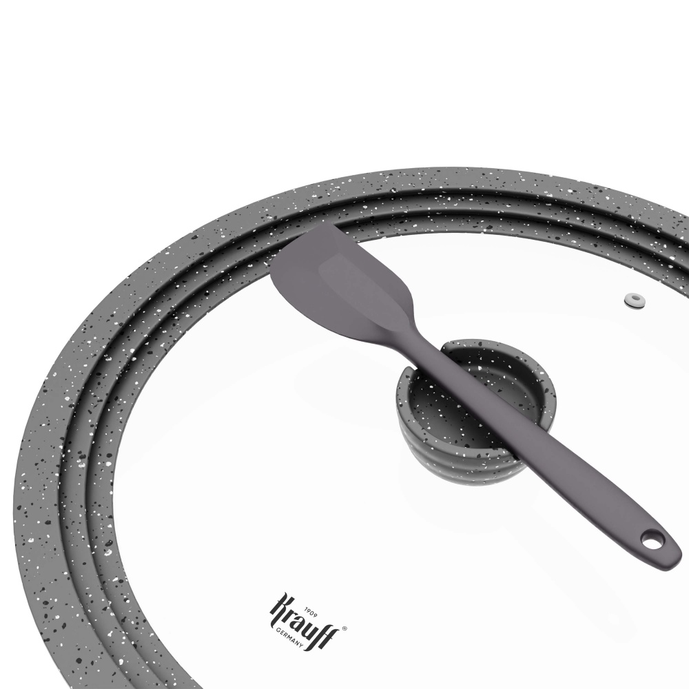 Кришка скляна Krauff MultiSize з силіконовим обідком 24-28 см 29-305-093