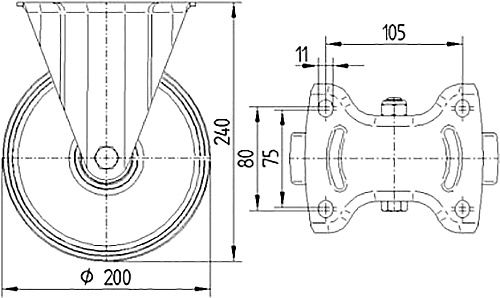 Колесо неповоротное 3478 DRR 200 P63 TENTE