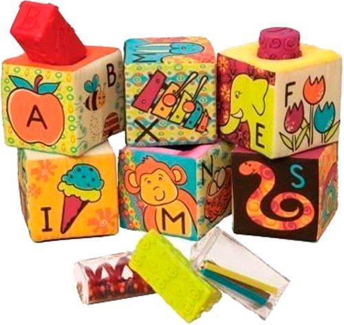  Battat мягкие кубики-сортеры ABC S2 (6 кубиков, в сумочке) BX1661Z