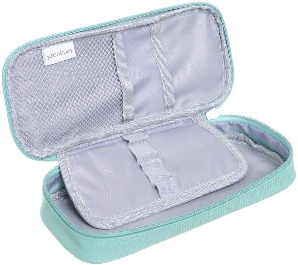 Пенал Hello з декоративною білою рослиною бірюзовий із білим