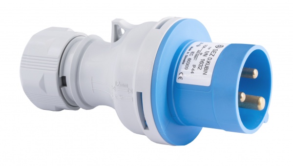 Вилка силовая с заземлением серый с синим IVN 1632