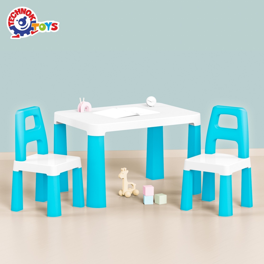 Набор ТехноК Детский стол с двумя стульями 0471 белый/голубой