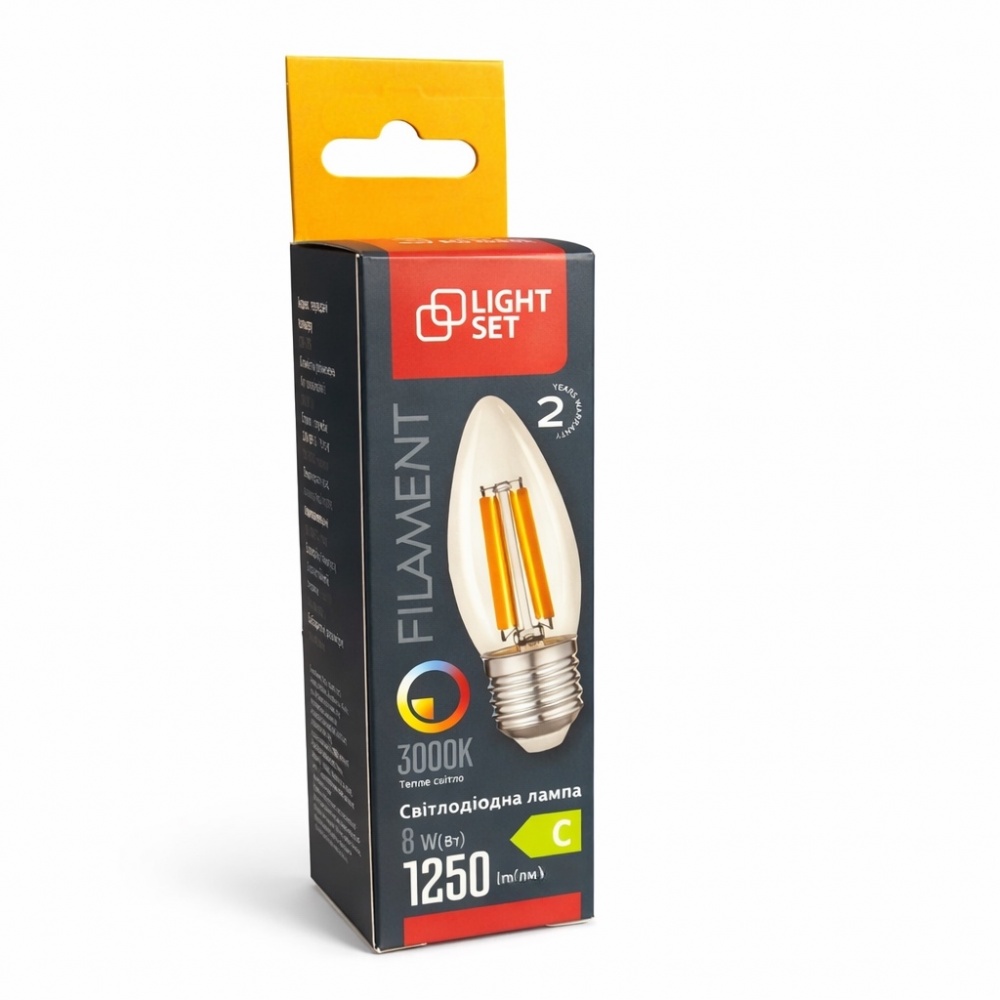 Лампа светодиодная LIGHT SET FIL LS CL 1250Lm 8 Вт C35 E27 220 В 3000 К