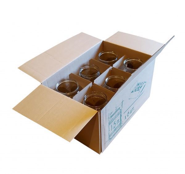 Гофроящик  для 6 банок 1,5 л с комплектом перегородок 365x245x200 мм