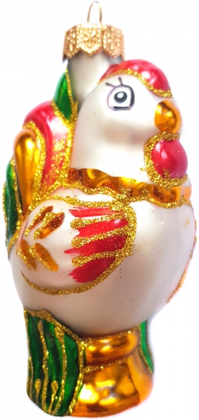 Ялинкова іграшка Юріта Півник з косою білий 1131М 10,8 см 