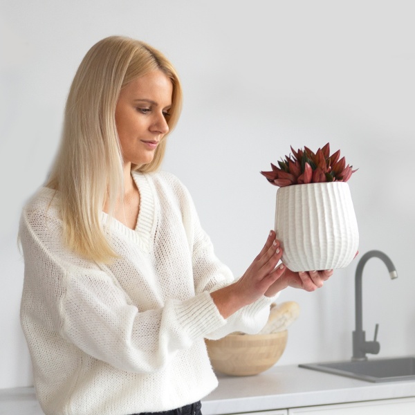 Кашпо керамічне МВМ DH-FLOWERS-25 M WHITE 16,5 см Білий 