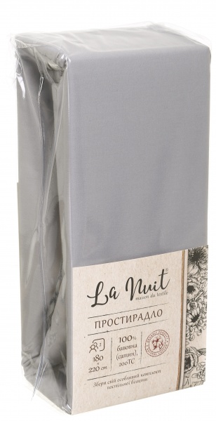 Простирадло 180x220 см світло-сірий La Nuit 