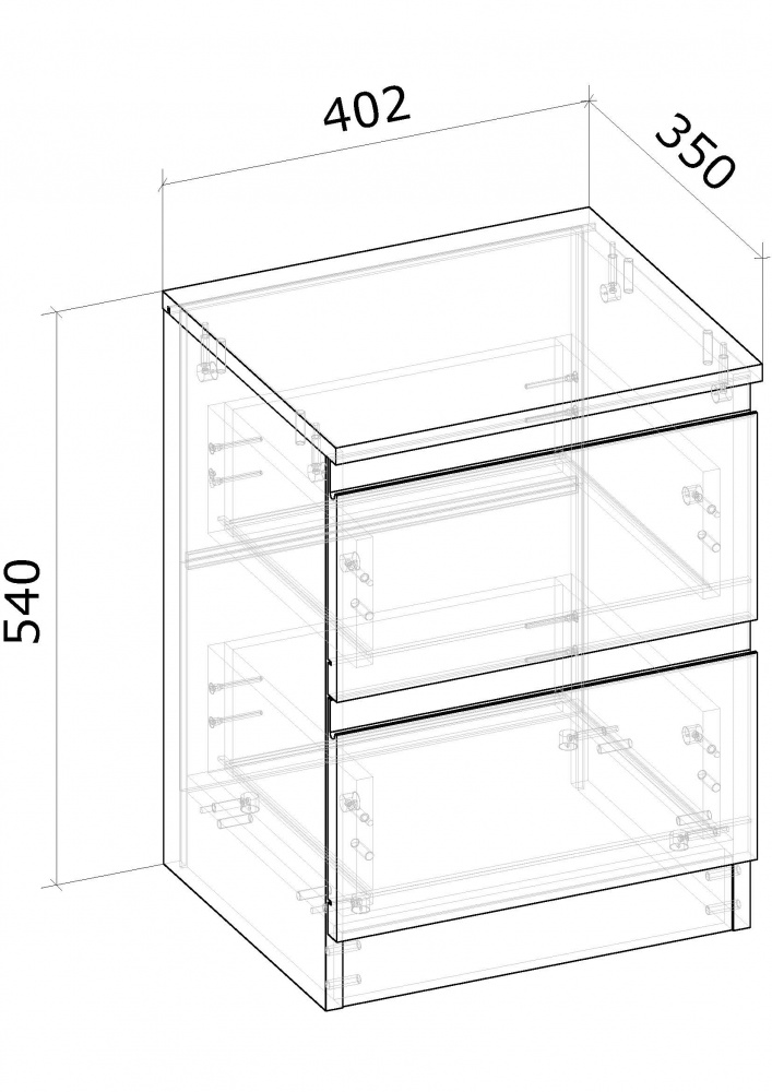 Тумба прикроватная Грейд Эстер-3 2ш J-pull 402x540x350 мм дуб артизан/графит