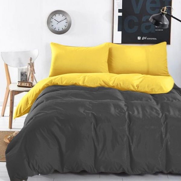 Комплект постельного белья Графит Sunny 1,5 серо-желтый Domikus 