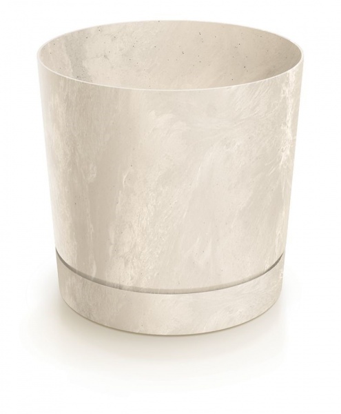 Горщик для квітів PRP Tubo P Beton Effect 180 мм з пiдставкою крем круглий (72232-700) 