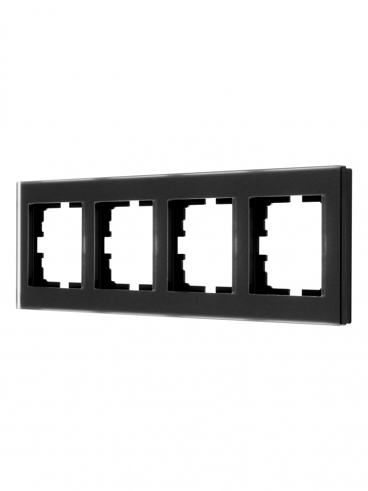 Рамка чотиримісна Lezard Vesna горизонтальна матовий чорний 742-5980-149