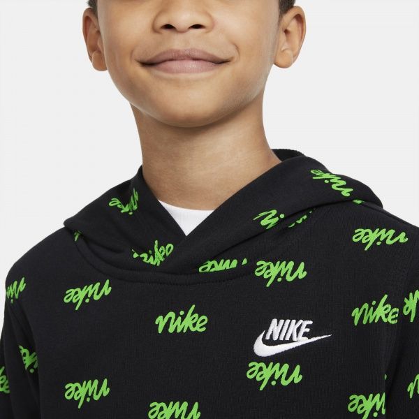 Джемпер Nike B NSW SCRIPT AOP PO DB3257-010 р. XS чорно-зелений