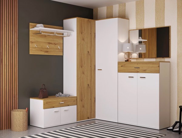 Шафа SOKME Барселона кутова дуб артізан/білий 