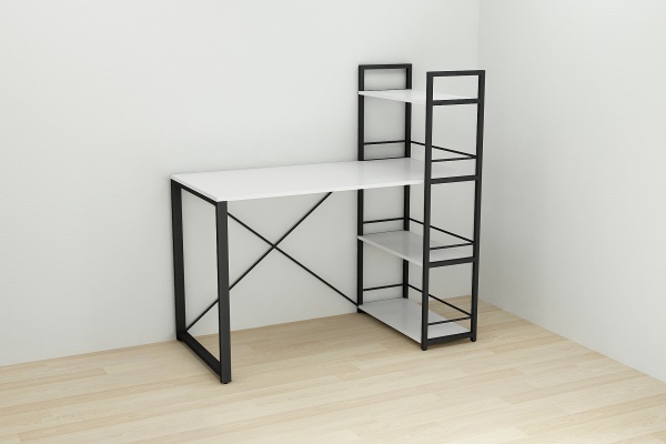 Стол письменный Коннект с этажеркой 1200x600x16 мм белый/черный 