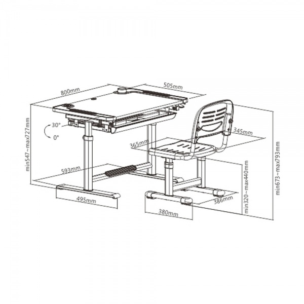 Комплект парта и стул-трансформеры FunDesk Littonia Grey